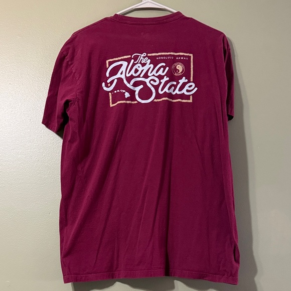 Men's Burgundy Yin Yang Short Sleeve Tee - Picture 2 of 3